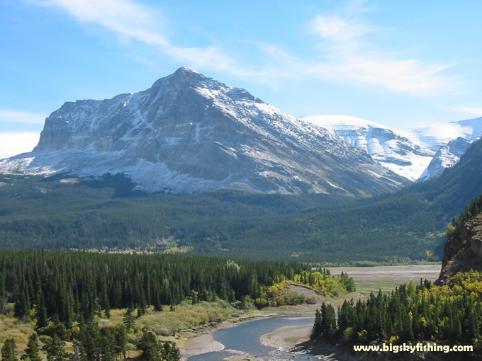 Mountains tower above the Many Glacier Valley